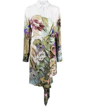 Off-White c/o Virgil Abloh Botanical-Print Shirt Dress - White