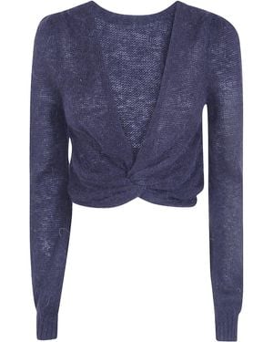 Twinset Solid-Color Double-Knit Top - Blue
