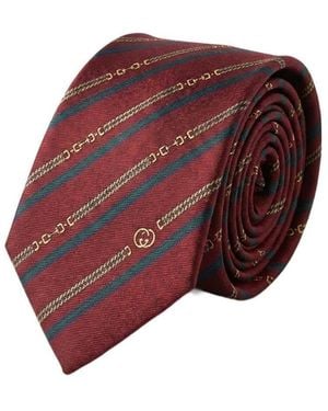 Gucci Interlocking Gg Horsebit Belt Tie - Red