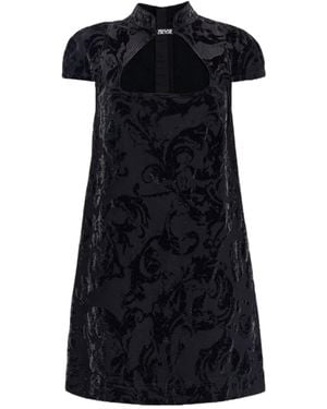 Versace Jeans Couture Couture Pattern Cut-Out Velvet Dress - Black