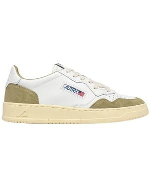 Autry Medalist Paneled Leather Sneakers - Natural