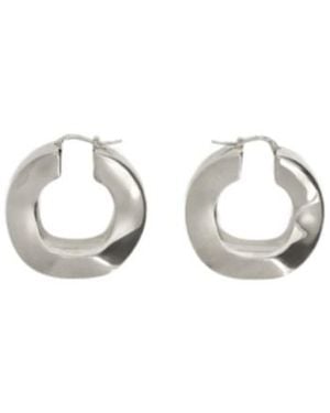 Jil Sander Buckle Fastened Hoop Earrings - White