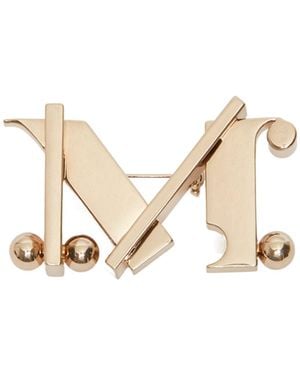Max Mara Metal Monogram Brooch - Natural