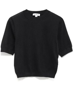 Alaïa Seamless Short Knitted Top - Black