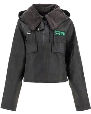 Barbour X Ganni Tartan Waxed Anorak - Black