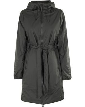 Rains Belted Long-Sleeved Cotton Coat - Grey