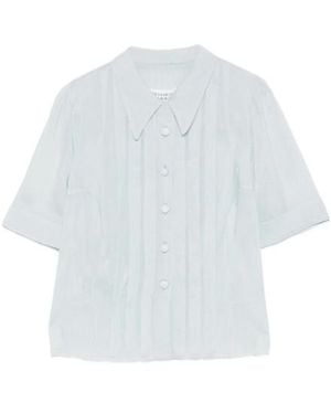 Maison Margiela Sheer Pleated Button-Up Top - White