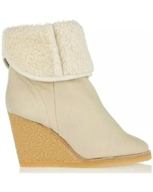 Isabel Marant Faux Shearling-Lined Wedge Boots - Natural