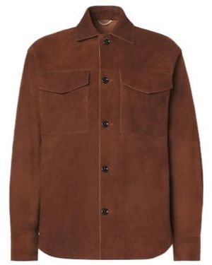 Lardini Minimalist Suede Jacket - Brown
