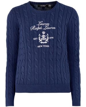 Ralph Lauren Cable-Knit Crew-Neck Jumper - Blue