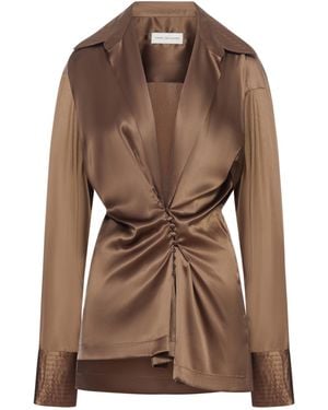 Dries Van Noten Silk Blouse With Front Draping - Brown