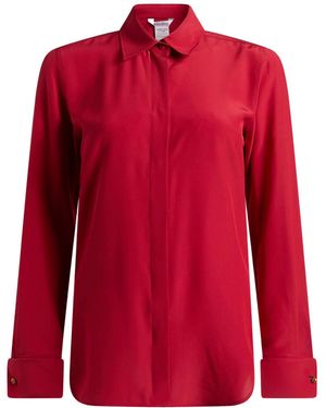 Max Mara Minimalist Satin Long-Sleeve Shirt - Red