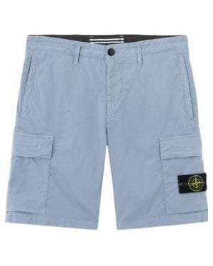 Stone Island Logo-Patch Cargo Shorts - Blue