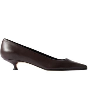 Aeyde Squaretoe Thinheel Leather Pumps - Brown