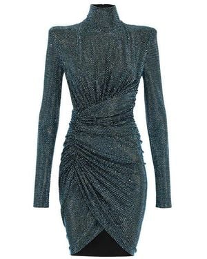 Alexandre Vauthier Rhinestone Trimmed Dress - Blue