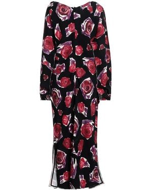 Marni Floral Long-Sleeve Dress - Red