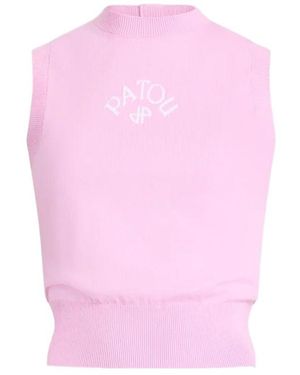 Patou Logo Sleeveless Knitted Top - Pink