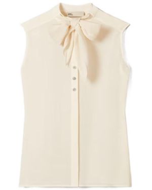 Tory Burch Necktie Sleeveless Top - Natural