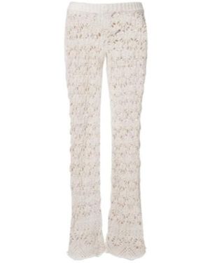 Alanui Lagoon Romance Crochet Flared Trousers - White