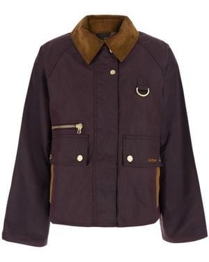 Barbour Cordcollar Cropped Waxed Field Jacket - Purple