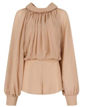 Marni Long Sleeve Gathered Jumpsuit - Natural