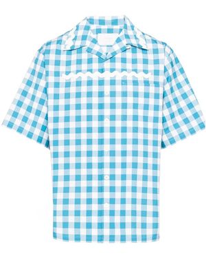 Prada Check Pattern Short Sleeved Shirt - Blue
