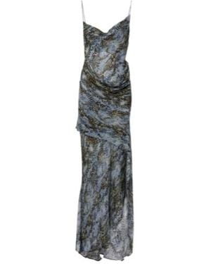 Christopher Esber Snake-Print Draped Silk Maxi Dress - Multicolour