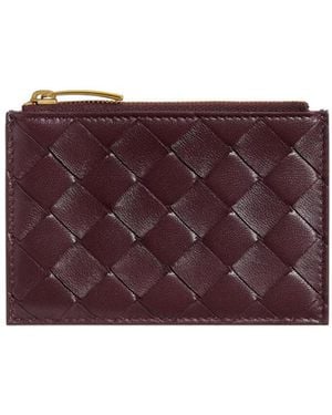 Bottega Veneta Intrecciato Zipped Card Case - Purple