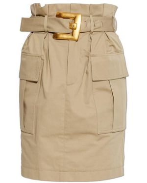 Balmain Belted Cargo Skirt - Natural