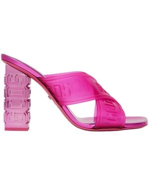 Gcds Transparent Cross High-Heeled Sandals - Pink