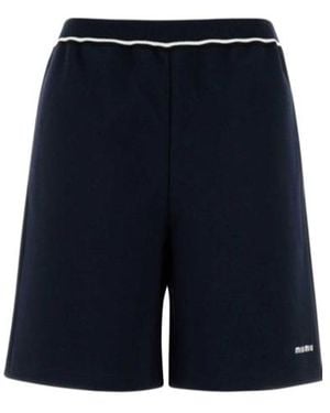 Miu Miu Logo-Embroidered Shorts - Blue