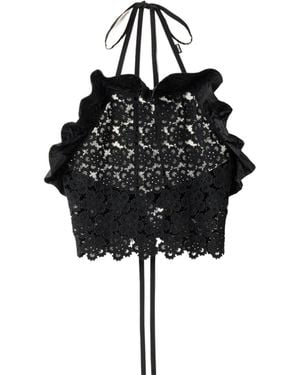 Miu Miu Macramé Pinafore Top - Black