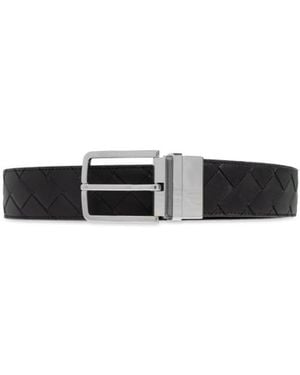 Bottega Veneta Intrecciato Reversible Buckled Belt - White