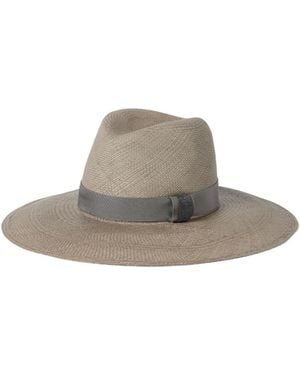 Brunello Cucinelli Precious Leather Band Fedora - White