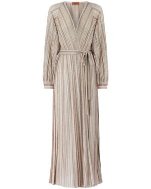Missoni Striped Sequin Belted Maxi Dress - Natural