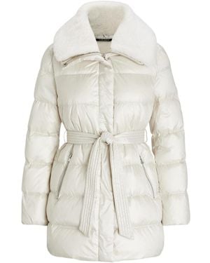 Ralph Lauren Faux-Shearling-Trim Belted Down Coat - White