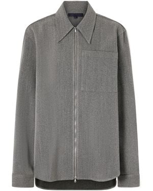 Tibi Mélange Virgin Wool Zip-Up Jacket - Gray