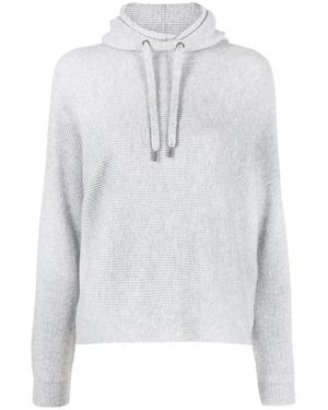 Brunello Cucinelli Ribbed-Knit Hoodie - White