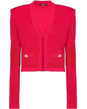 Balmain Edge To Edge Knit Cardigan - Red