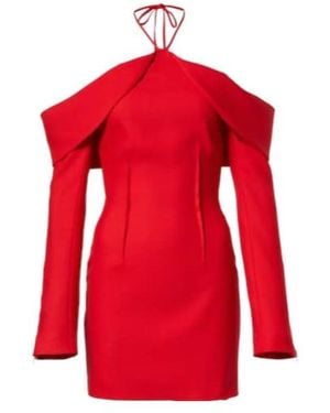 David Koma Wool-Blend Minidress - Red