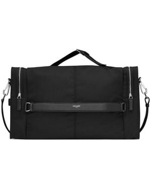 Saint Laurent Square Travel Bag With Logo - Black