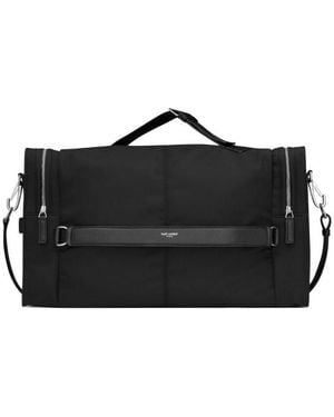 Saint Laurent Square Travel Bag With Logo - Black