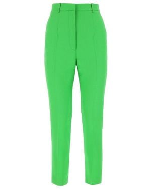McQueen Straight Leg Pleated Trousers - Green