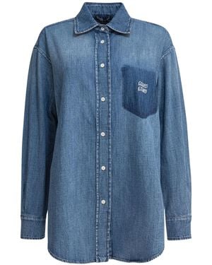 Miu Miu Button-Up Denim Shirt - Blue