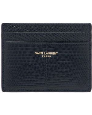 Saint Laurent Rectangular Card Holder - Blue