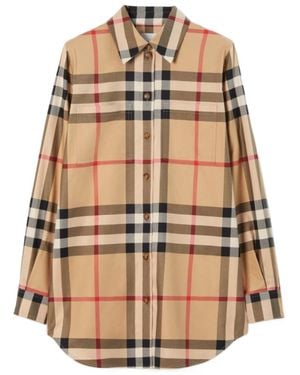 Burberry Checked Buttoned Shirt - Natural