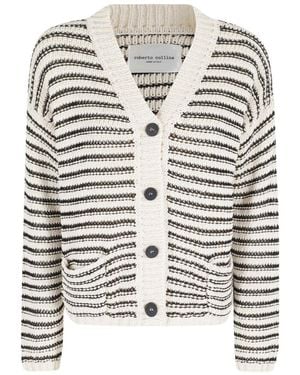Roberto Collina Textured Stripe Buttoned Cardigan - Gray