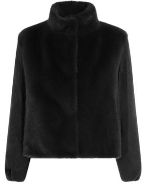 Herno Stand-Collar Faux Fur Jacket - Black