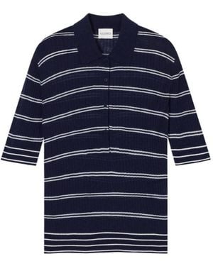 Closed Striped Short-Sleeve Polo Top - Blue