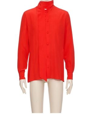 Valentino Scarf Collar Button-Up Shirt - Red